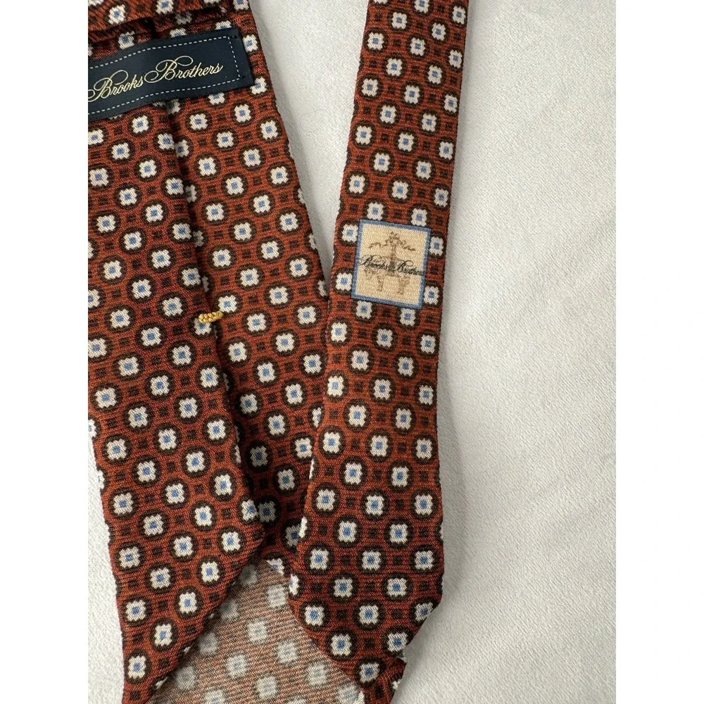 Brooks Brothers Men's Wool Necktie Geometric‎ Blue Red Pattern